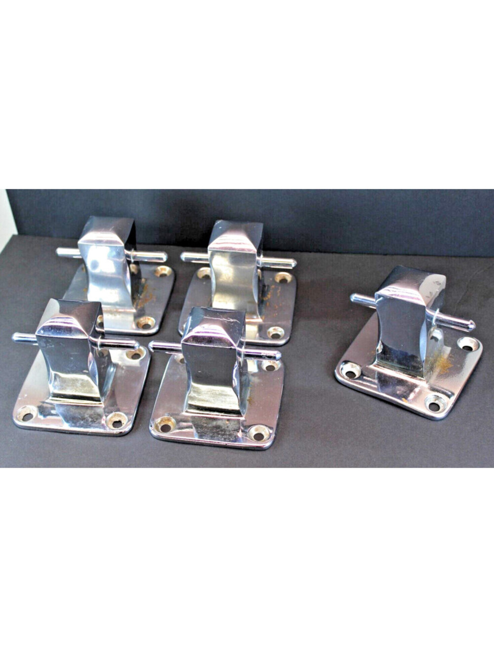 VTG Boat Parts Set of 5 4" base Bronze/Chrome Mooring Cleats HEAVY